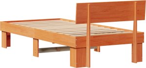 vidaXL Ramka łóżka Woskowy brąz 90 x 200 cm Lite drewno sosnowe 3