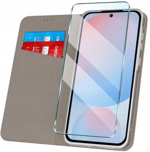 krainaGSM Etui z klapką do Samsung A36 5G Zamykane Złote Futerał + Szkło 9H 2