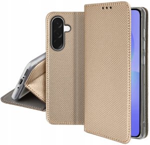 krainaGSM Etui z klapką do Samsung A36 5G Zamykane Złote Futerał + Szkło 9H 5