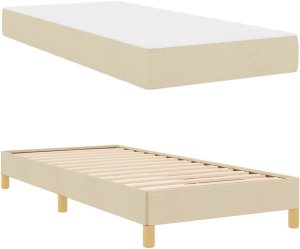 vidaXL Łóżko sprężynowe Kremowy, Brązowy 100 x 200 cm 6