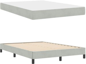 vidaXL Łóżko kontynentalne z materacem Jasnoszary 140 x 190 cm Aksamit 6