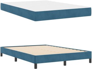 vidaXL Łóżko kontynentalne z materacem Ciemnoniebieski 160 x 200 cm 6