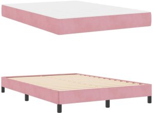 vidaXL Łóżko kontynentalne z materacem Różowy 140 x 200 cm Aksamit 6
