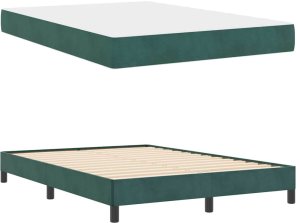 vidaXL Łóżko kontynentalne z materacem Ciemna zieleń 140 x 200 cm 6