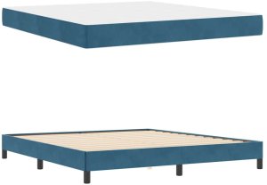 vidaXL Łóżko kontynentalne z materacem Ciemnoniebieski 180 x 200 cm 6