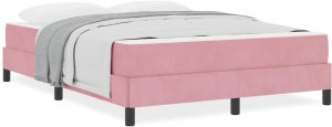 vidaXL Łóżko kontynentalne z materacem Różowy 160 x 200 cm Aksamit 4