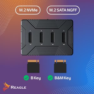 ADAPTER KIESZEŃ NA 4x DYSKI SSD NVME PCIe 2w1 SATA NGFF M.2 CZYTNIK USB 3.2 REAGLE 4