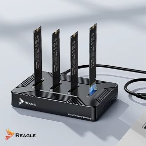 ADAPTER KIESZEŃ NA 4x DYSKI SSD NVME PCIe 2w1 SATA NGFF M.2 CZYTNIK USB 3.2 REAGLE 7