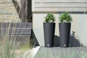 Doniczka okrągła ratanowa 30cm Donica wysoka + wkład dystansowy 11