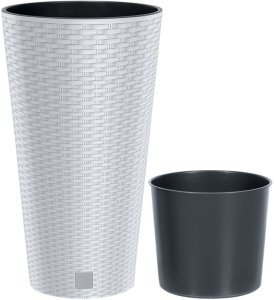Doniczka okrągła ratanowa 30cm Donica wysoka + wkład dystansowy 3
