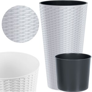 Doniczka okrągła ratanowa 30cm Donica wysoka + wkład dystansowy 5