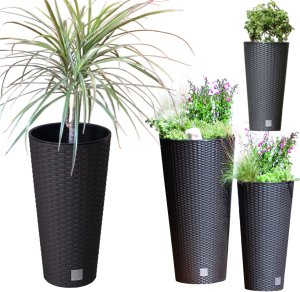 Doniczka okrągła ratanowa 30cm Donica wysoka + wkład dystansowy 7