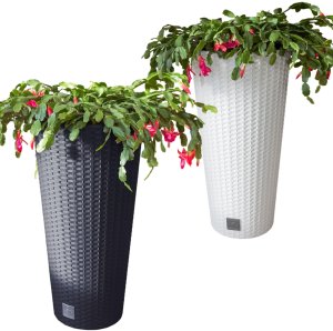 Doniczka okrągła ratanowa 30cm Donica wysoka + wkład dystansowy 8