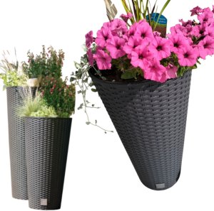 Doniczka okrągła ratanowa 30cm Donica wysoka + wkład dystansowy 9