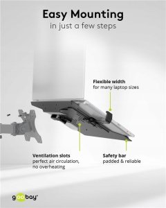 Uchwyt do laptopa na ramię monitora, czarny 3