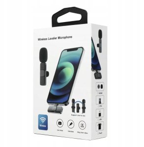 Mikrofon krawatowy bezprzewodowy Lightning podwójny (2 w zestawie) K1 biały 4