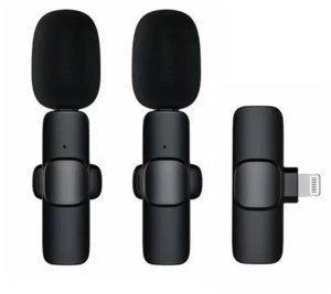Mikrofon krawatowy bezprzewodowy Lightning podwójny (2 w zestawie) K1 czarny 5