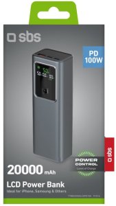 Powerbank SBS 20000mAh PD 100W z wyświetlaczem LCD - szary 4