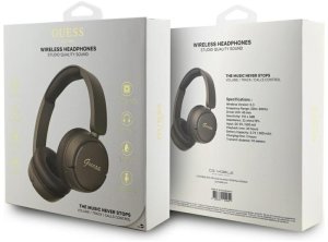 Słuchawki nauszne Guess Bluetooth 5.3 Metal Logo Script brązowy 4