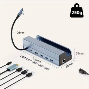 Stacja Dokująca Steam Deck DOCK ROG ALLY DEX 6w1 HUB USB-C HDMI 4K Ethernet Zenwire HUB62 4