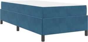 vidaXL Ramka łóżka Inny Ciemnoniebieski i biały 90 x 190 cm Aksamit 8