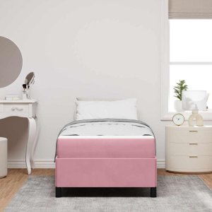 vidaXL Ramka łóżka Inny Różowy i biały 90 x 190 cm Aksamit 5