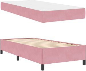 vidaXL Ramka łóżka Inny Różowy i biały 90 x 190 cm Aksamit 6