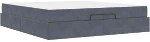 vidaXL Ramka łóżka Inny ciemno szary 180 x 200 cm Aksamit 2