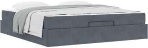 vidaXL Ramka łóżka Inny ciemno szary 180 x 200 cm Aksamit 3