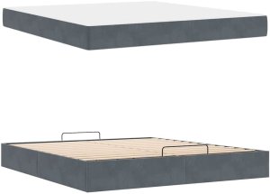 vidaXL Ramka łóżka Inny ciemno szary 180 x 200 cm Aksamit 6