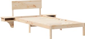 vidaXL Stelaż łóżka z stolikami nocnymi Brązowy 100 x 200 cm 2