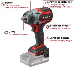 EINHELL KLUCZ UDAROWY IMPAXXO 18/750-C Li BL-Solo 4