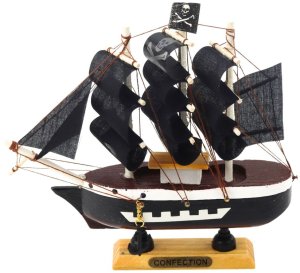 Model Kolekcjonerski Dekoracyjny Statek Żaglowiec Piracki Czarny 16x15cm LEAN Toys 3