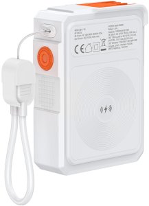 Ładowarka hybrydowa 4smarts 6w1 USB-C/USB-A PD 22.5W z powerbankiem 10 000 mAh, ładowanie indukcyjne Qi, kabel USB-C, biały 2