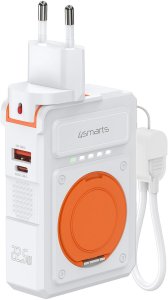 Ładowarka hybrydowa 4smarts 6w1 USB-C/USB-A PD 22.5W z powerbankiem 10 000 mAh, ładowanie indukcyjne Qi, kabel USB-C, biały 3