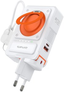 Ładowarka hybrydowa 4smarts 6w1 USB-C/USB-A PD 22.5W z powerbankiem 10 000 mAh, ładowanie indukcyjne Qi, kabel USB-C, biały 5