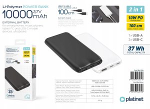 PLATINET POWER BANK 10000 mAh 3,7V 37Wh 12W 2x USB-C 1x USB-A BLACK [46031] 6