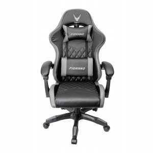 Fotel Varr VARR GAMING CHAIR BACKREST+ARMRESTS REGULATION 2 PILLOWS FOTEL GAMINGOWY FIORANO REGULACJA OPARCIA I PODŁOKIETNIKÓW 2 PODUSZKI GREY+BLACK [45841] 2