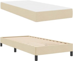 vidaXL Łóżko sprężynowe Inny Kremowy 80 x 200 cm tkanina 6