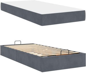 vidaXL Ramka łóżka z przechowywaniem ciemno szary 100 x 200 cm Aksamit 6