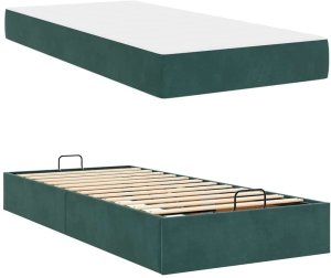 vidaXL Ramka łóżka Ciemnozielony 100 x 200 cm Aksamit 6