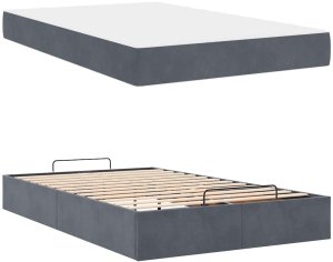 vidaXL Ramka łóżka z przechowywaniem ciemno szary 120 x 200 cm Aksamit 6