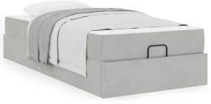 vidaXL Ramka łóżka z przechowywaniem Jasnoszary 90 x 200 cm Aksamit 4
