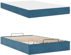 vidaXL Ramka łóżka z przechowywaniem Niebieski 120 x 200 cm Aksamit 6