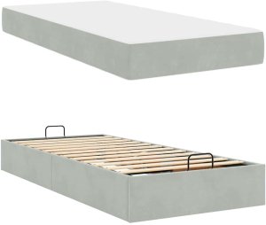 vidaXL Ramka łóżka z przechowywaniem Jasnoszary 100 x 200 cm Aksamit 6