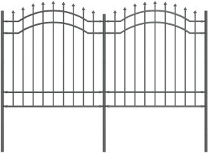 vidaXL Ogrodzenie Ogrodowe Szary 165 cm Stal Malowana Proszkowo 2