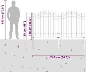 vidaXL Ogrodzenie Ogrodowe Szary 165 cm Stal Malowana Proszkowo 6