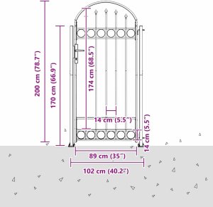 vidaXL Brama ogrodzeniowa Szary 102 x 200 cm Stal 5