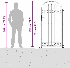 vidaXL Brama ogrodzeniowa Szary 102 x 200 cm Stal 6
