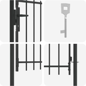 vidaXL Brama ogrodzeniowa Szary 100 x 250 cm Stal Malowana Proszkowo 4